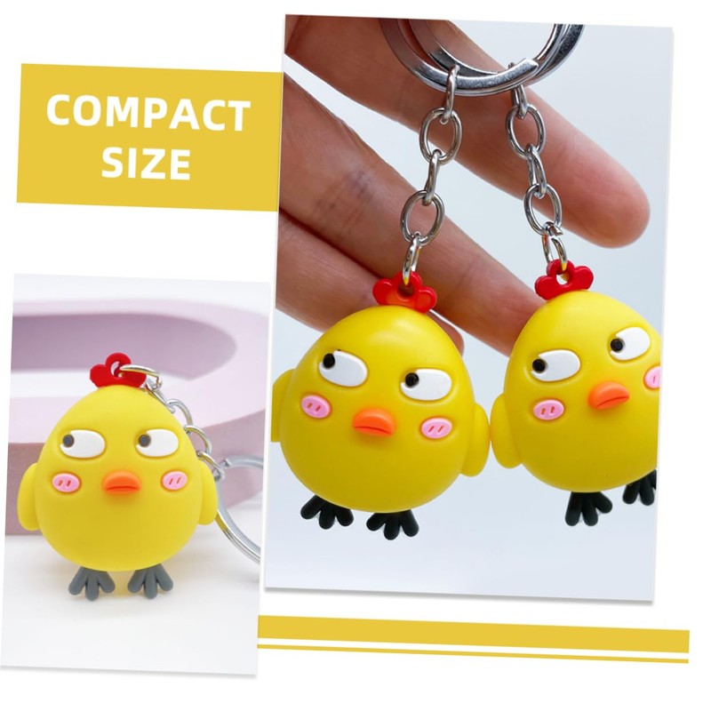 Healeved 10 pcs Mini Yellow Chick Keychain Cute Cartoon Keychains