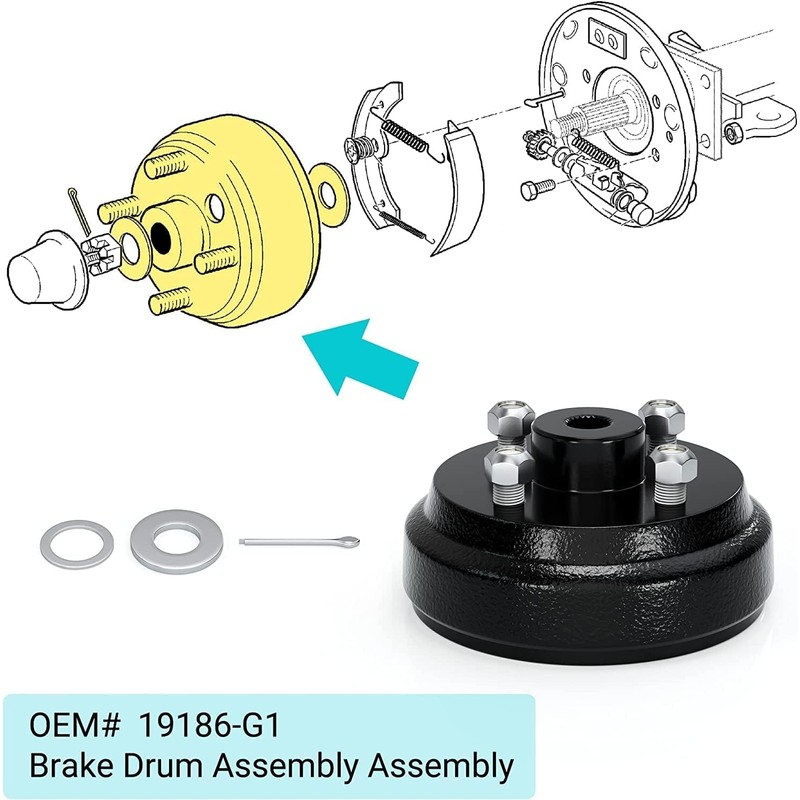 10L0L 19186G1P Brake Drum/Hub Assembly (Electric) for EZGO TXT