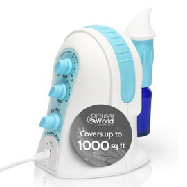 Diffuser World 1000 Sq Ft Waterless Diffuser for Essential Oils, Made in USA Blue Waterless Aroma Atomizer for Home Large Room Fragrance, Home Scent Machine, Air Aromatherapy with Adjustable Timer
