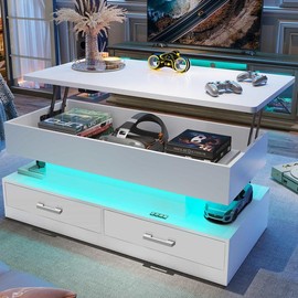 SEDETA 40-inch Living Room coffee tables with Drawers with Led Lights For Dining Rooms, Reception Rooms and Entertainment Rooms Furniture Home - Color: fig. reactionary