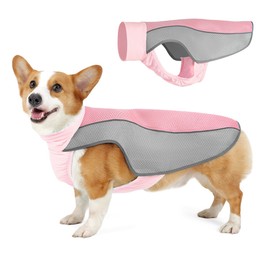 HEYWEAN Dog Cooling Vest Lightweight Dog Cooler Jacket Breathable Mesh Dog Cooling Shirts with Reflective Stripe for Beach Hiking Walking Pink Large