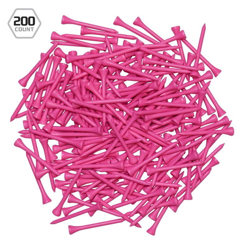 IZZO Golf Wood Golf Tees, 1.75 Inch, Pink, 200 Pack
