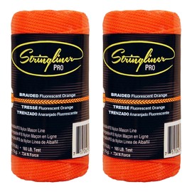 Stringliner 35059 Mason’s Line Replacement Rolls – 1/8 Lb. #18 Construction Replacement Roll Braided FL Orange 125'. (2 Pack)