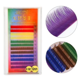 False Eyelashes, 3 Types Rainbow Colorful False Eyelash Extension Gradient Color Fake Eye Lashes Individual with Blue Purple Yellow Green Pink Orange for Individual Eyelash Extension
