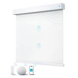 JaeJaes Motorized Roller Shades with Remote Control, Blackout Rechargeable Smart Blinds Compatible with Alexa, Electric Blinds for Living Room Bedroom, 22" W x 72" H, White