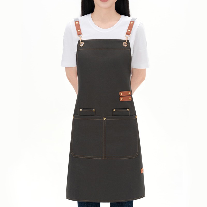 LOYGLIF Chef Aprons for Men Women with Large Pockets, Cotton