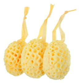 WOONEKY Honeycomb Bath Balls 3pcs Random Colors Exfoliating Shower Sponge for Skin Cleaning for Men and Women in Bathtubs and Showers