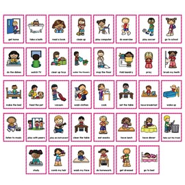 Lachilly Daily Routines Learning Flashcards, High Frequency Words, Beginning Reading, Kindergarten to 1st, ESL Teaching Materials, Autism Learning Materials, Vocabulary Building, 20 Cards, 38 Words