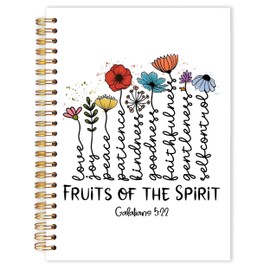 Qabliqo Fruit of the Spirit Christian Spiral Notebooks, Galatians 5:22 Bible Journals for Writing, Religious Scripture Journal for Women, Floral Bible Notebook for Note Taking, 5.5x8.3 Inch