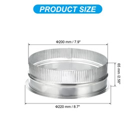 PATIKIL 8 Inch Duct Collar, 1 Pcs Duct Connector Flange Galvanized Iron Tight Vent Air Duct Fitting for Heating Cooling HVAC Ventilation Home Office