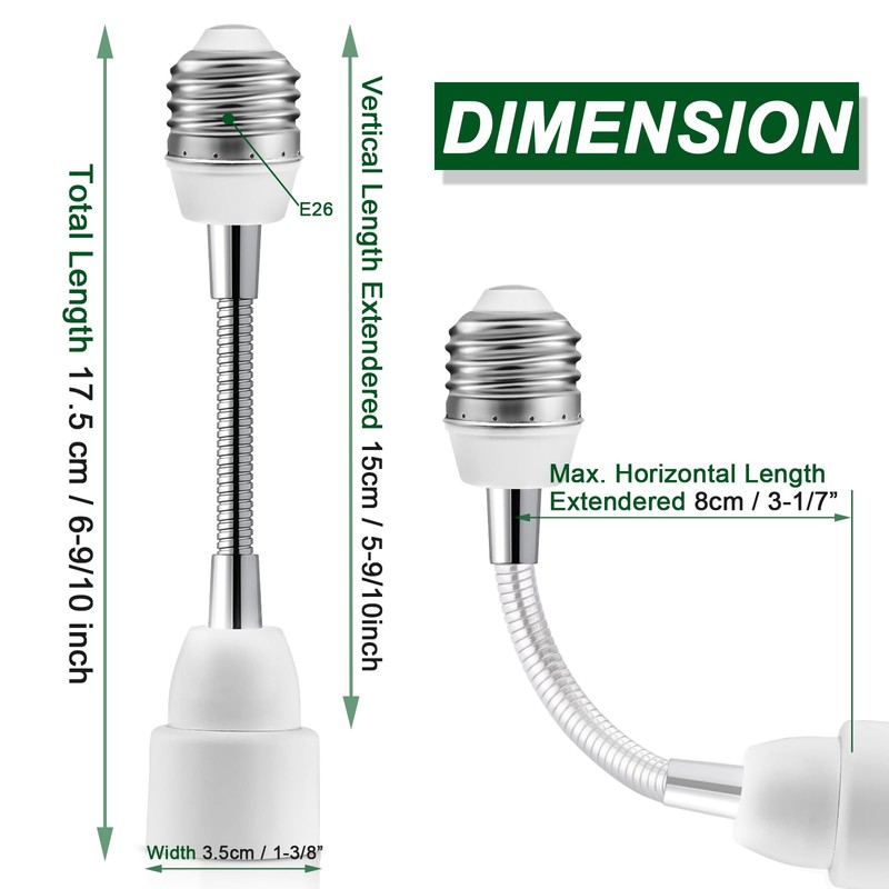 3 Prong Outlet Light Socket Adapter,Light Bulb to Outlet Socket