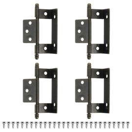 sourcing map 4Pcs Cabinet Hinges Full Inset, 3.4x0.8Inch Partial Wrap Long Axis Tip Hinge Vintage Semi-Wraparound Cover Cabinet Furniture Hinge with Screws, Bronze