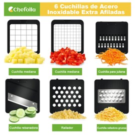CHEFOLLA Cortador de Verduras, Picador de Verduras Multifunción 6 en 1, Cortador para Cocina con 6 Cuchillas de Acero Inoxidable, Cortadora para Frutas, Verduras y Ensaladas, Aparatos de Cocina