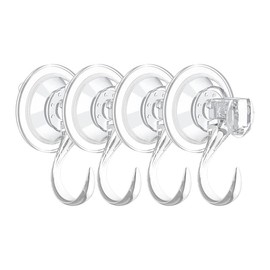 4 pack Suction Cup Heavy-Duty Hook，Large Clear Reusable Wreath Vacuum Hook，use for Windows Tiles Glass Smooth Doors and Mirrors to Hang Bags Coats Umbrellas kitchenware and Christmas Wreaths
