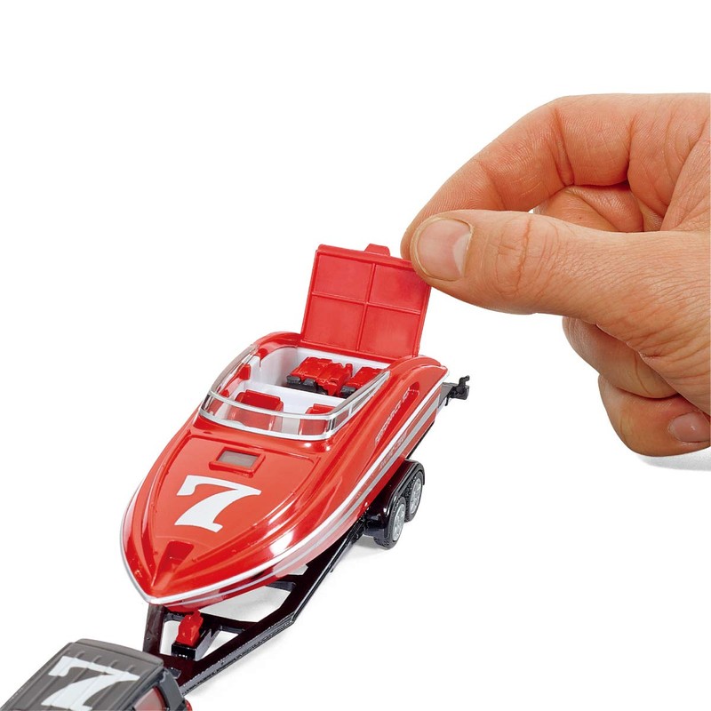 siku 2543, Car with Motorboat, 1:55, Metal/Plastic, Black/Red, Floating toy