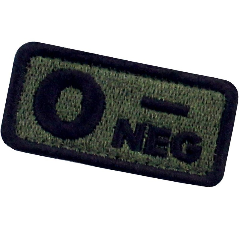 Type O Negative Tactical Blood Type Embroidered Patch with Hook