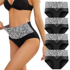 MEIDAYAI Womens Underwear Cotton Tummy Control High Waisted Underwear Soft Breathable Full Coverage Panties Multipack Black
