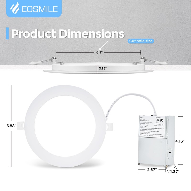 EOSMILE 12 Pack 6 Inch Ultra-Thin LED Recessed Light with