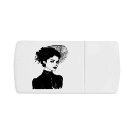 'Vintage Fashion Model Portrait' Pill Box with Tablet Splitter (PI00032875)