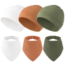 Sofier Baby Hats and Bibs Baby Beanies for Unisex Newborn Infant 0-6 Months Boys Girls Gift Set(US, Age, 0 Months, 6 Months, Green)