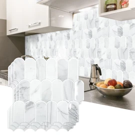 Vamos Tile Upgraded Thicker Design Peel and Stick Backsplash Tile, 10-Sheet Statury White with White Grout Self Adhesive Vinyl Wall Tiles, Stick on Backsplash for Kitchen, Bathroom,RV,Pantry