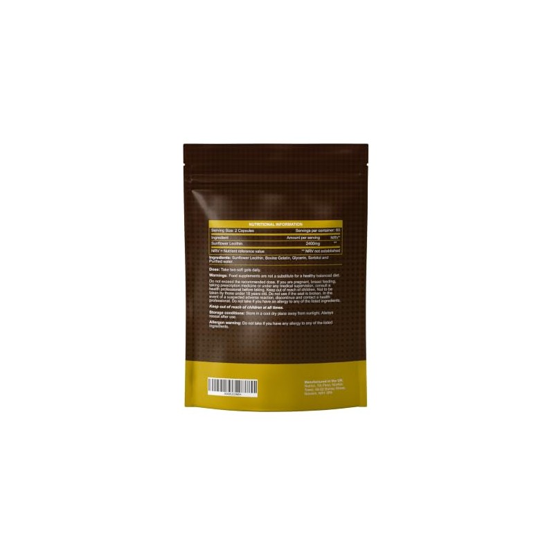 Nutrivo Sunflower Lecithin Capsules 2400mg |120 Softgels | 2 Month