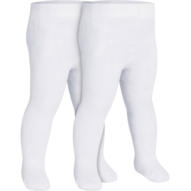 Playshoes Unisex Children's Thermal Warm Tights, White Twin Pack