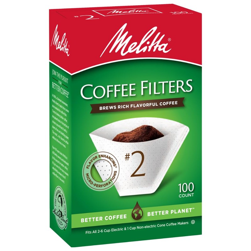 Melitta no 2 Cone Coffee Filters, White, 40 Count (Pack
