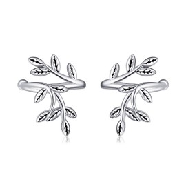 CUPENDA Leaf Ear Cuff Earrings Non Piercing Sterling Silver Filigree Ear Climbers Earrings Cartilage Earrings Jewellery for Women