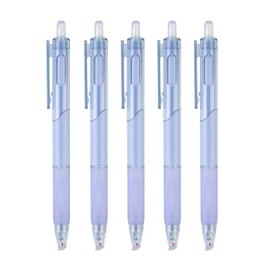 Generic Retractable Ballpoint Pen, Gel Pens, Fine Point, 0.5mm, Black Ink Pens For Writing, Comfortable Silicone Grip, Smooth Writing, For Journaling Note Taking, 5-Pack (Blue)
