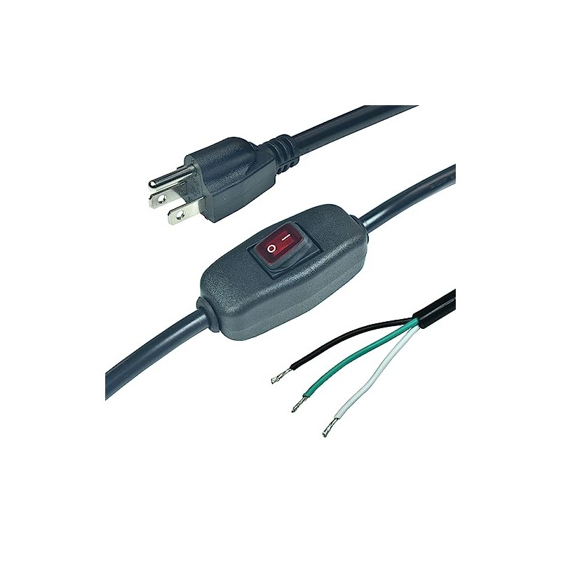 18AWG Replacement Power Cord Open End with On/Off Power Switch