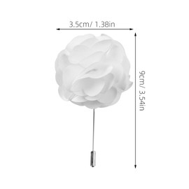 Tie Pin Satin Outfits for Women Handmade Brooch Flower Brooch Made of Satin Corsage for Men Brooch for Men Ym028 White Accessories Manual, Satin & Copper, No gemstone