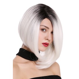 WIG ME UP - MLC156-MF-YS1+882 Women's Wig Lace Front Part Monofilament Parting Short Straight Longbob Ombre Black White