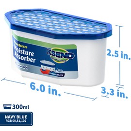 Ksend Moisture Absorbers, 12 Pack, Compact Dehumidifier for Closet, Efficient Humidity Absorber Boxes, Moisture Absorber for Closet, Odor Eliminator with Ocean Fragrance, Navy Blue, 6.4oz, 300ml