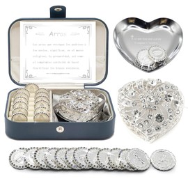 FANYX Arras Para Boda Catolica, Wedding Arras Coins Set, Accessories for Catholic Wedding Ceremony Gifts (Silver)