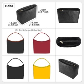 CRAZYSMITH Tote Bag Organizer Insert Compatible with Goyard Hobo Handbag, Dupont Paper Inner Purse Organizer Insert Makeup Liner Bag Shaper Black