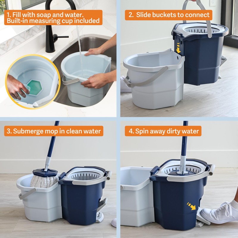 Casabella Spin Mop System with Extra Mop Head Refill -