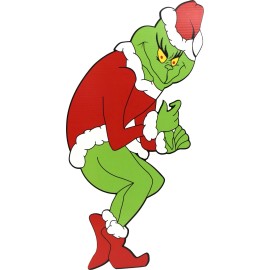 8mm Corrugated Plastic HUGE 48"H x 21"W GRINCH <RIGHT FACING> + MAX + Whoville Pole