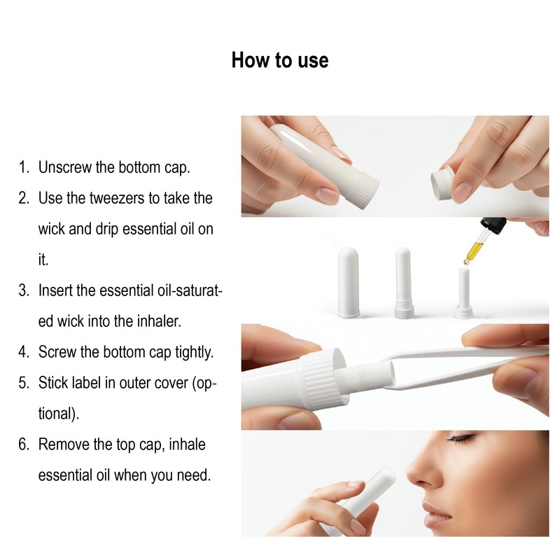 100 Pcs White Refillable Nasal Inhalers, Eco-Friendly PP Plastic Personal