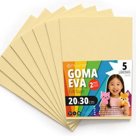 OFITURIA Fogli di Gomma Eva Colorata per Lavoretti Creativi, Fai-da-te, Progetti Scolastici, Scrapbooking, Decorazioni Artistiche e Biglietti 20x30cm (Crema, 5 pz)
