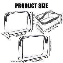 BCQTD 3Pcs Clear Wash Bag for Toiletries,Funnasting 3 in 1 Waterproof Clear PVC Travel Makeup Bag Business Bathroom for Men,Women and Kids,Makeup Bags for Travel,Washbag