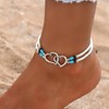 Otxas Beaded Anklets for Women Layered Stretchy Ankle Bracelets for