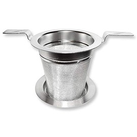 TeaLogic Permanent Filter for Tea Made of Stainless Steel with Double Handle and Drip Tray Tea Strainer Tea Net Tea Filter