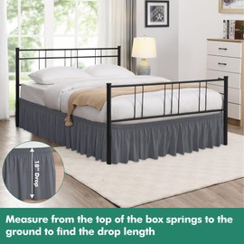 Biscaynebay Wrap Around Bed Skirts with Split Corners for Queen Beds 18" Drop, Dark Grey Adjustable Elastic Dust Ruffles Easy Fit Wrinkle Resistant Silky Luxurious Fabric Machine Washable