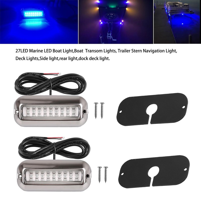 Kingshowstar 2Pcs Marine LED Boat Lights, IP68 Waterproof 27LED, Pontoon