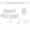 Silver Happy Birthday Banner, 7.3 Inch Thickened Glitter Paper Happy