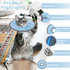 Seyezo Lightweight Cat Cone Collar Soft, Soft Comfortable Cat Recovery Collar After Surgery, Elizabethan E Collar for Cats, Cone for Cats to Stop Licking (Baby Blue, Medium)