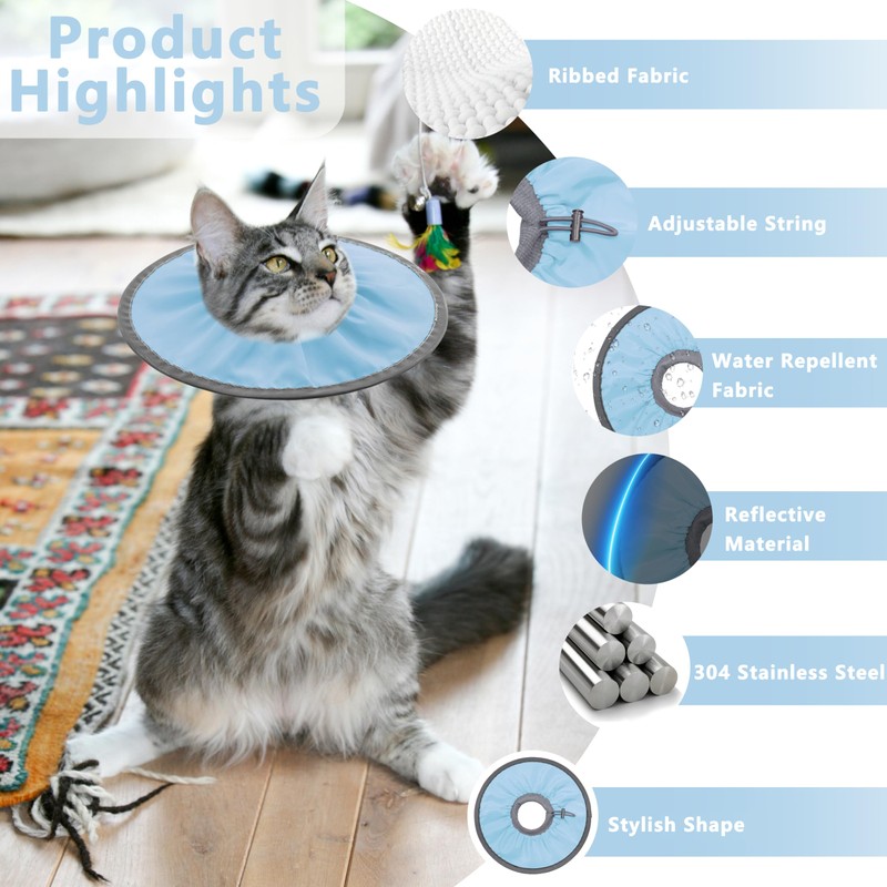 Seyezo Lightweight Cat Cone Collar Soft, Soft Comfortable Cat Recovery