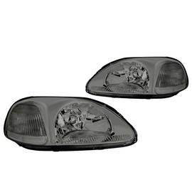 PM PERFORMOTOR Smoked Housing Clear Corner Factory OE Style Headlight Replacement Compatible With 96-98 Honda Civic, PMHL-HCIV-9698-OH-SC