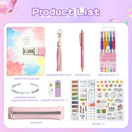 JIALILI Diary with Lock for Girls, Birthday Gift Ideas for 8, 9, 10, 11, 12 Year Old, Kids Journals Set for Girls Ages 8-12 teen, Girls Secret Diary Gift Set With 8 pack